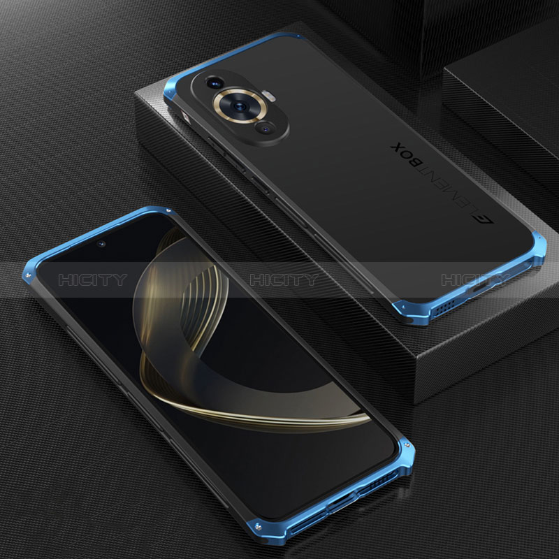 Coque Luxe Aluminum Metal Housse Etui 360 Degres pour Huawei Nova 11 Bleu et Noir Plus