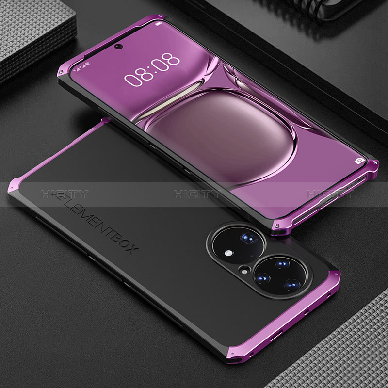 Coque Luxe Aluminum Metal Housse Etui 360 Degres pour Huawei P50 Violet Plus