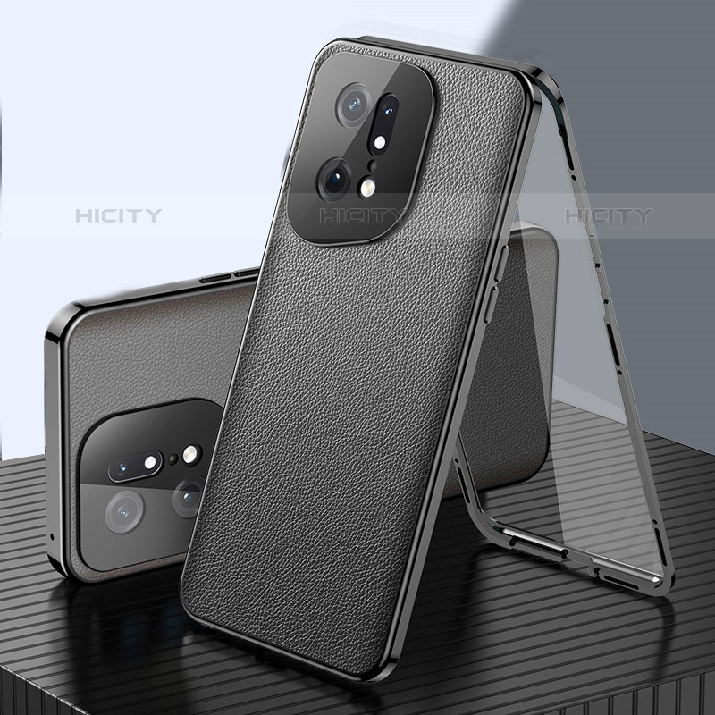 Coque Luxe Aluminum Metal Housse Etui 360 Degres pour Oppo Find X5 Pro 5G Noir Plus