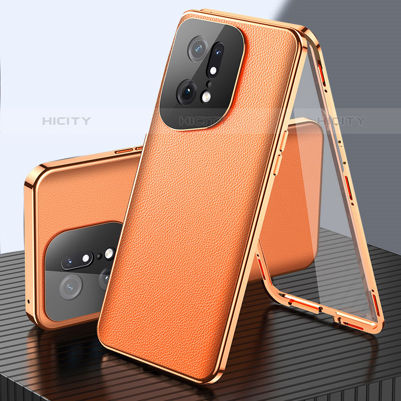 Coque Luxe Aluminum Metal Housse Etui 360 Degres pour Oppo Find X5 Pro 5G Orange Plus