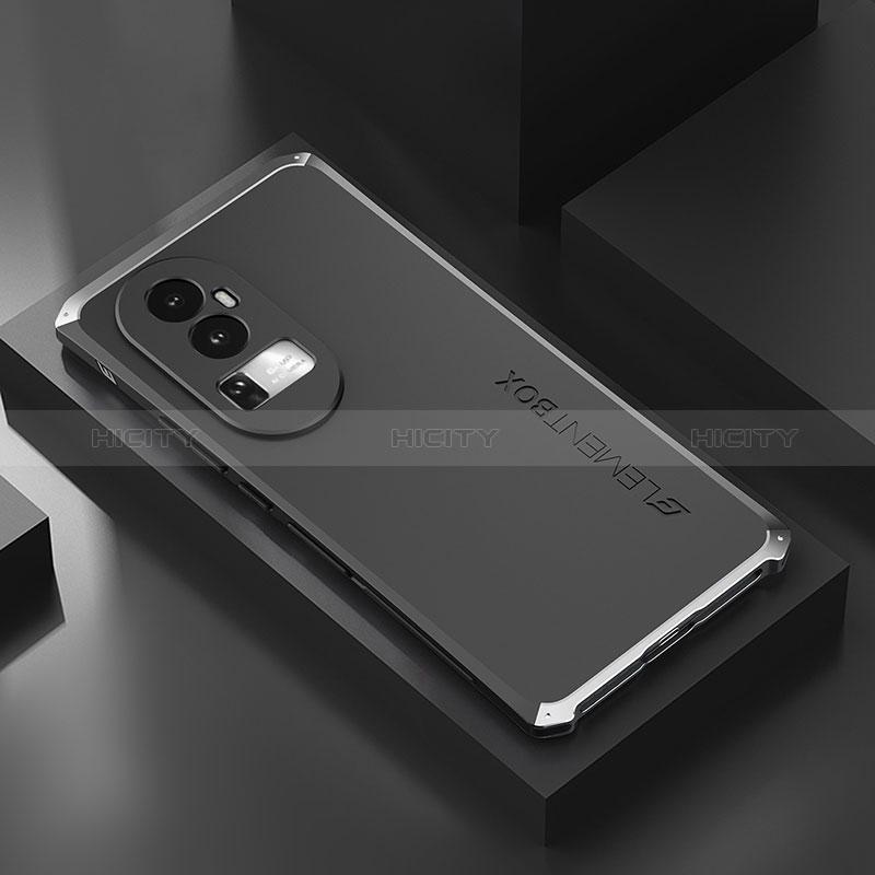 Coque Luxe Aluminum Metal Housse Etui 360 Degres pour Oppo Reno10 Pro+ Plus 5G Argent et Noir Plus