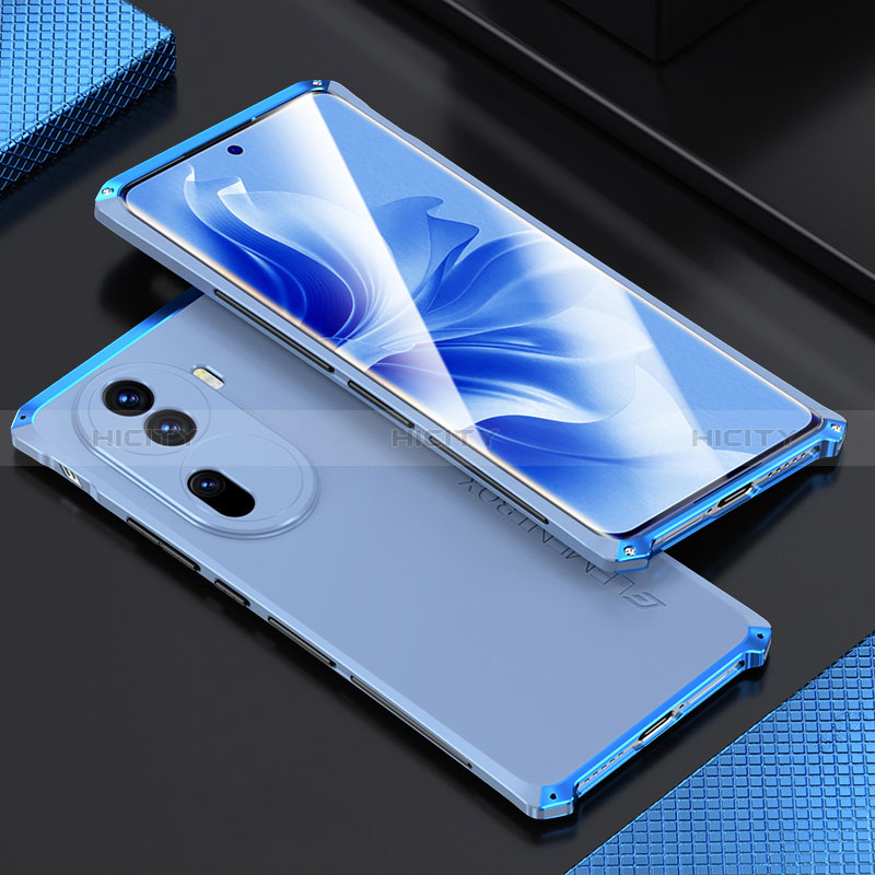 Coque Luxe Aluminum Metal Housse Etui 360 Degres pour Oppo Reno11 Pro 5G Bleu Plus