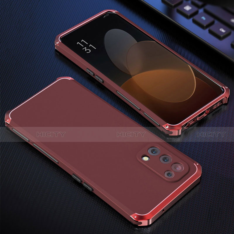 Coque Luxe Aluminum Metal Housse Etui 360 Degres pour Oppo Reno5 5G Rouge Plus