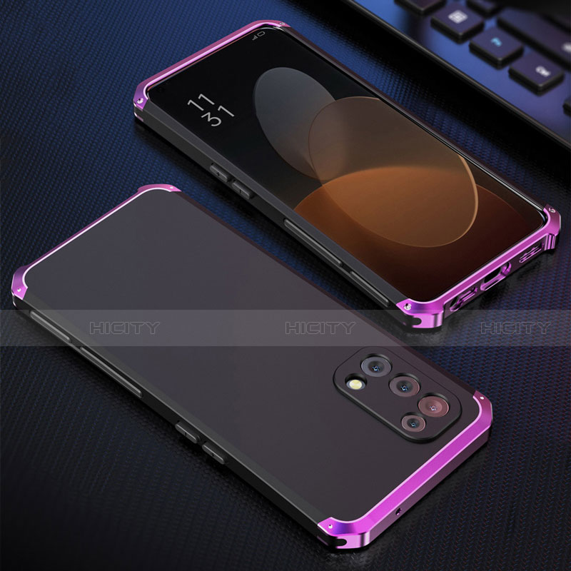 Coque Luxe Aluminum Metal Housse Etui 360 Degres pour Oppo Reno5 5G Violet Plus