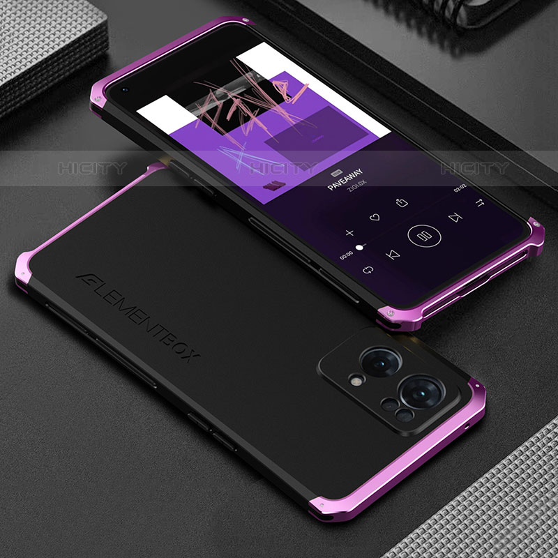 Coque Luxe Aluminum Metal Housse Etui 360 Degres pour Oppo Reno7 Pro 5G Violet Plus