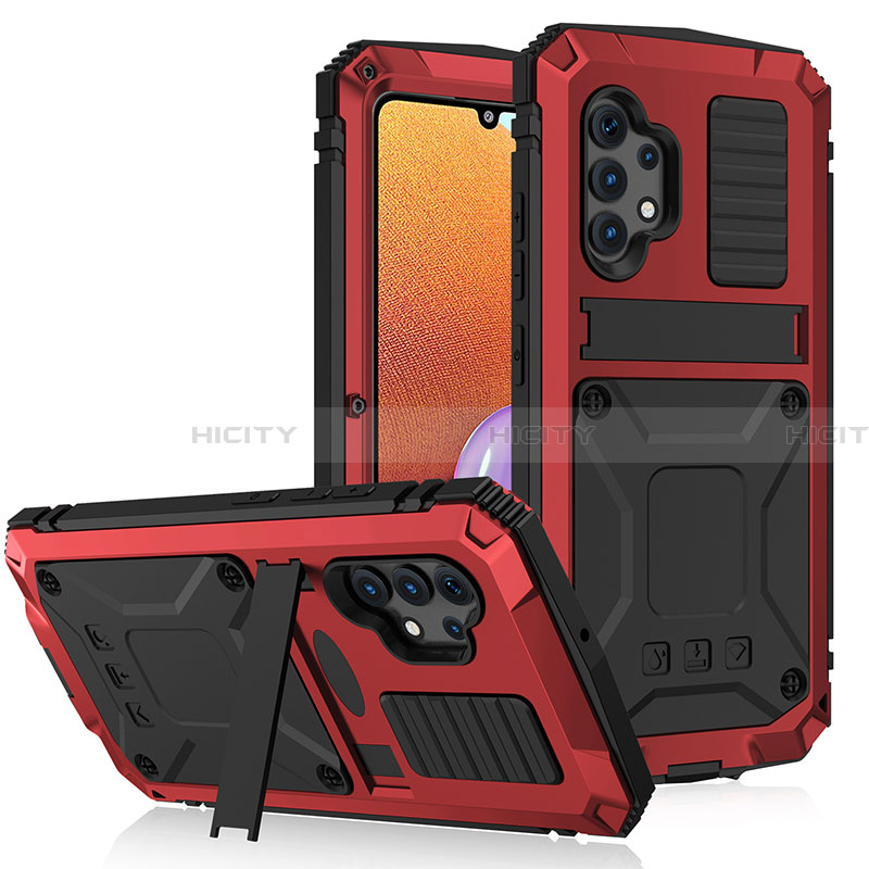 Coque Luxe Aluminum Metal Housse Etui 360 Degres pour Samsung Galaxy A32 4G Rouge Plus