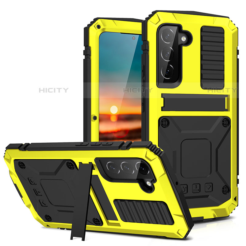 Coque Luxe Aluminum Metal Housse Etui 360 Degres pour Samsung Galaxy S21 5G Jaune Plus