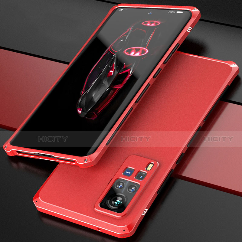 Coque Luxe Aluminum Metal Housse Etui 360 Degres pour Vivo X60 Pro 5G Rouge Plus