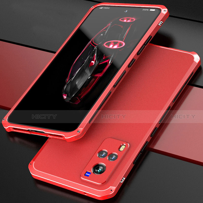 Coque Luxe Aluminum Metal Housse Etui 360 Degres pour Vivo X60T 5G Rouge Plus