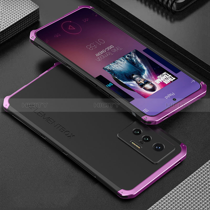 Coque Luxe Aluminum Metal Housse Etui 360 Degres pour Vivo X70 5G Violet Plus