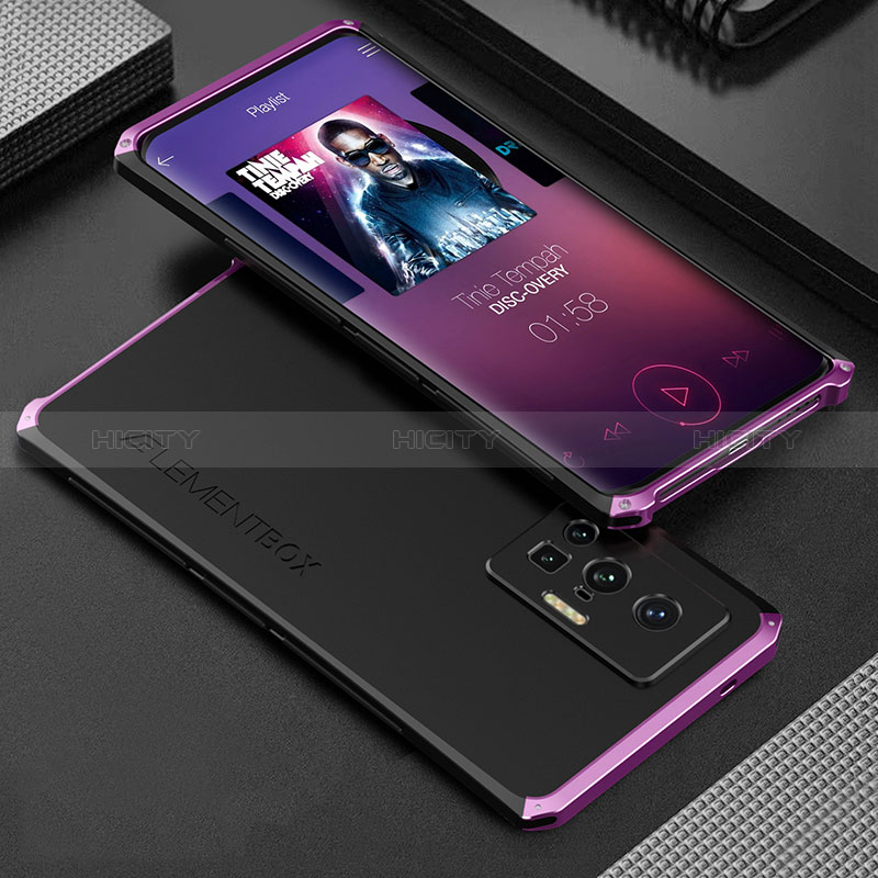 Coque Luxe Aluminum Metal Housse Etui 360 Degres pour Vivo X70 Pro 5G Violet Plus