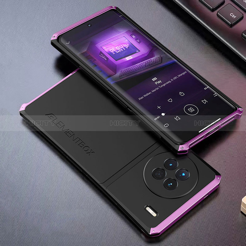 Coque Luxe Aluminum Metal Housse Etui 360 Degres pour Vivo X90 5G Violet Plus