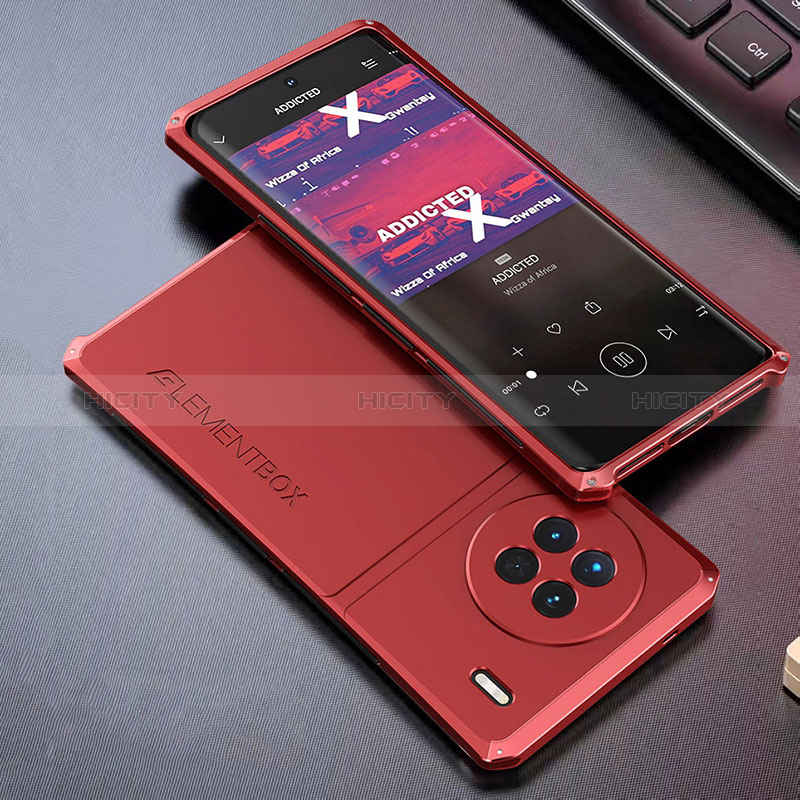 Coque Luxe Aluminum Metal Housse Etui 360 Degres pour Vivo X90 Pro 5G Rouge Plus