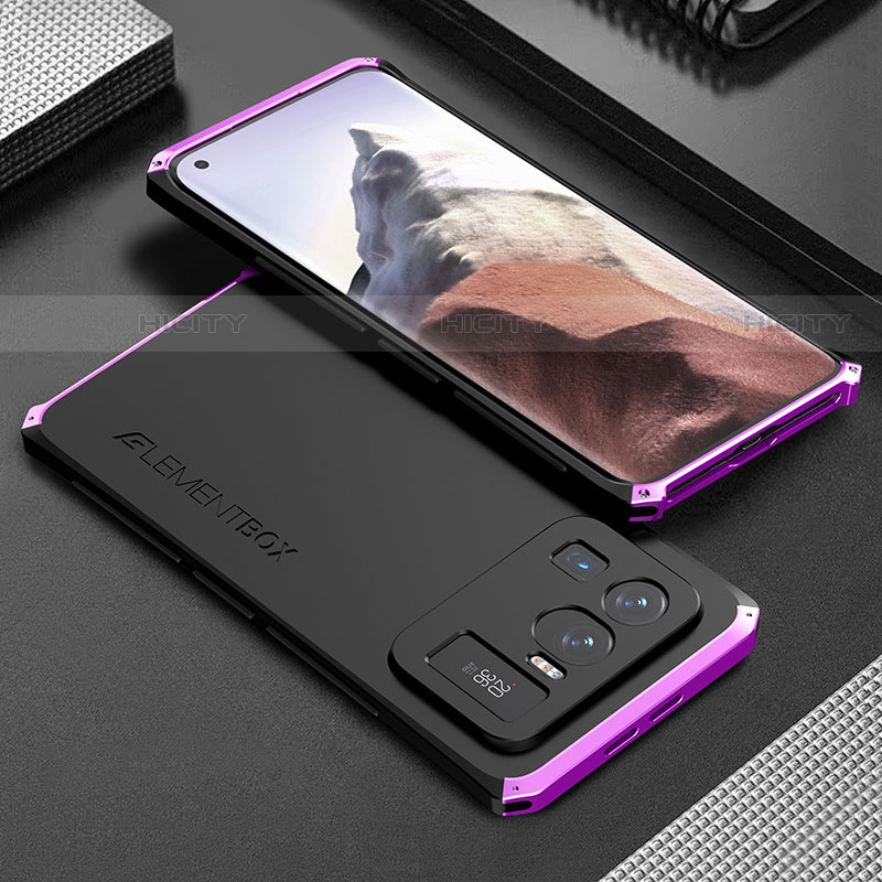 Coque Luxe Aluminum Metal Housse Etui 360 Degres pour Xiaomi Mi 11 Ultra 5G Violet Plus