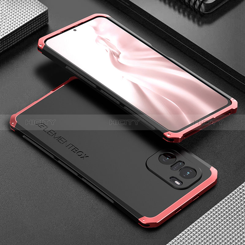 Coque Luxe Aluminum Metal Housse Etui 360 Degres pour Xiaomi Mi 11X 5G Rouge et Noir Plus