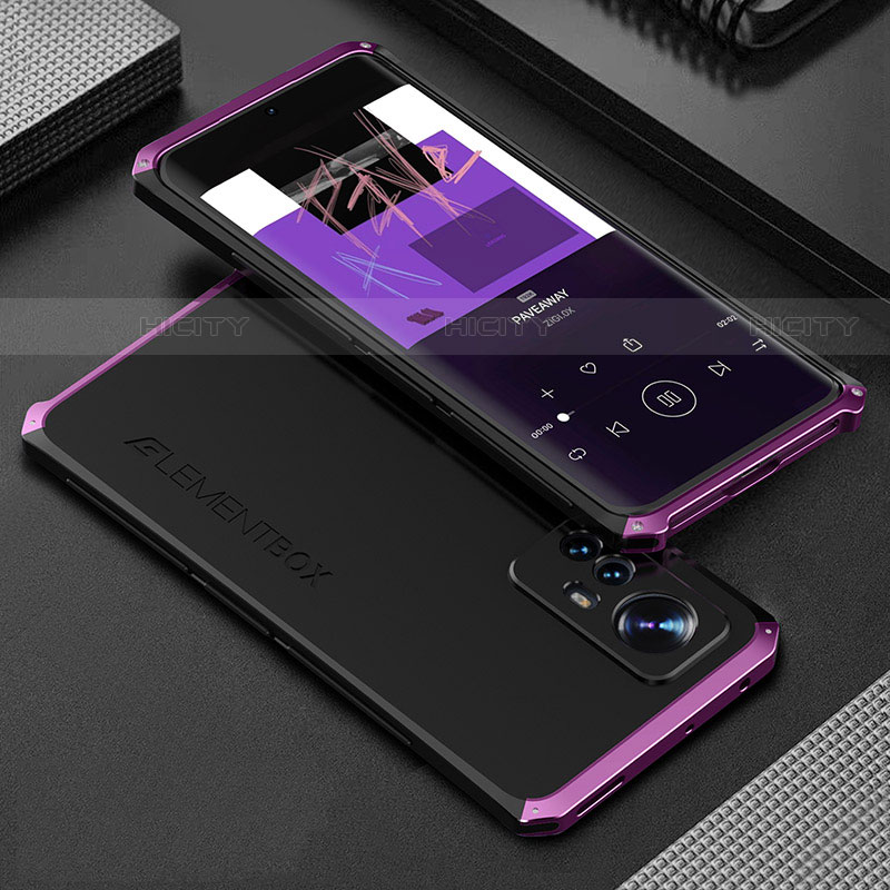 Coque Luxe Aluminum Metal Housse Etui 360 Degres pour Xiaomi Mi 12X 5G Violet Plus