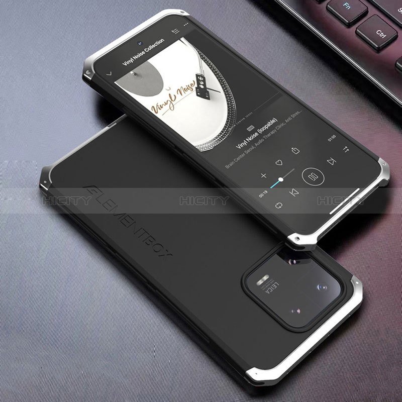 Coque Luxe Aluminum Metal Housse Etui 360 Degres pour Xiaomi Mi 13 5G Argent et Noir Plus