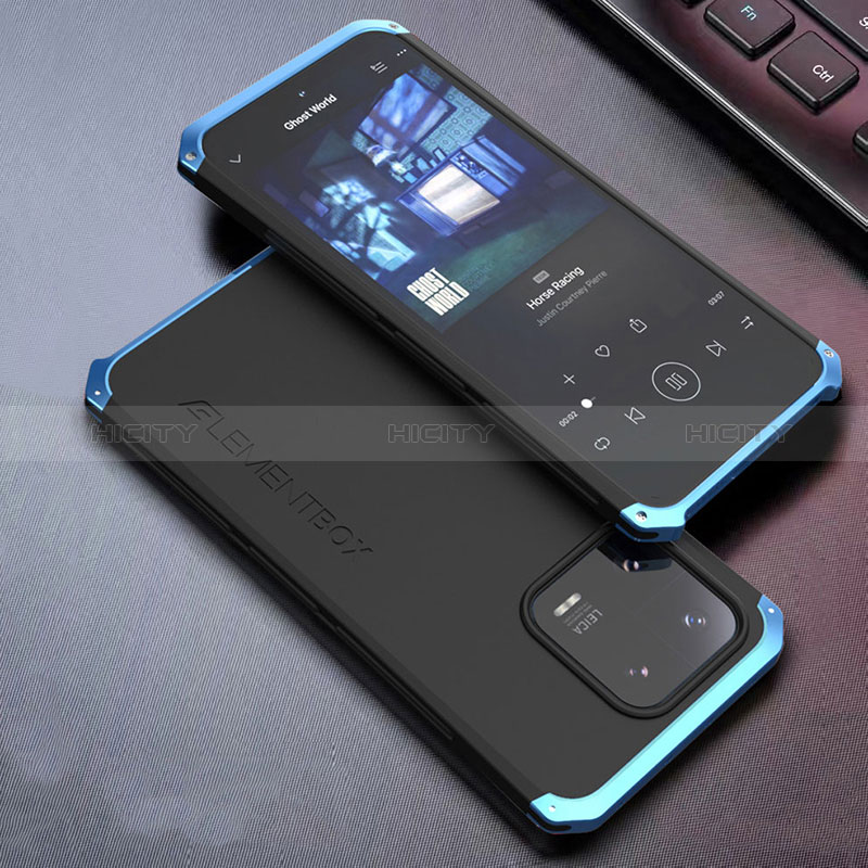 Coque Luxe Aluminum Metal Housse Etui 360 Degres pour Xiaomi Mi 13 5G Bleu et Noir Plus