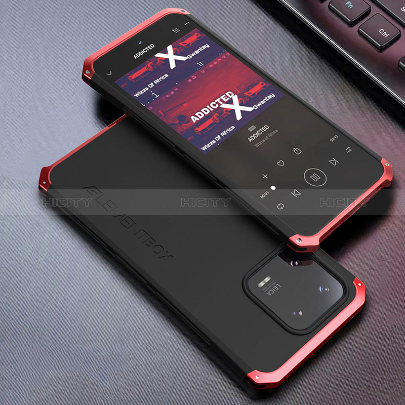 Coque Luxe Aluminum Metal Housse Etui 360 Degres pour Xiaomi Mi 13 5G Rouge et Noir Plus