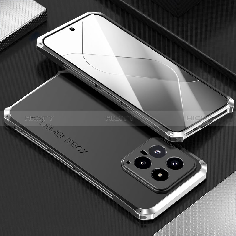 Coque Luxe Aluminum Metal Housse Etui 360 Degres pour Xiaomi Mi 14 5G Argent et Noir Plus