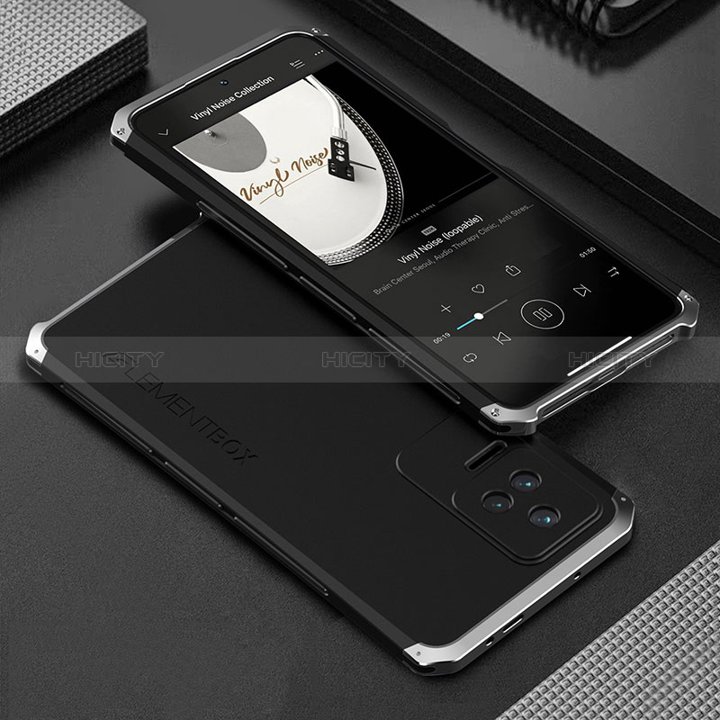 Coque Luxe Aluminum Metal Housse Etui 360 Degres pour Xiaomi Poco F4 5G Argent et Noir Plus