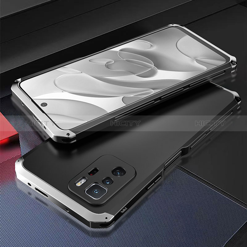 Coque Luxe Aluminum Metal Housse Etui 360 Degres pour Xiaomi Poco X3 GT 5G Argent et Noir Plus