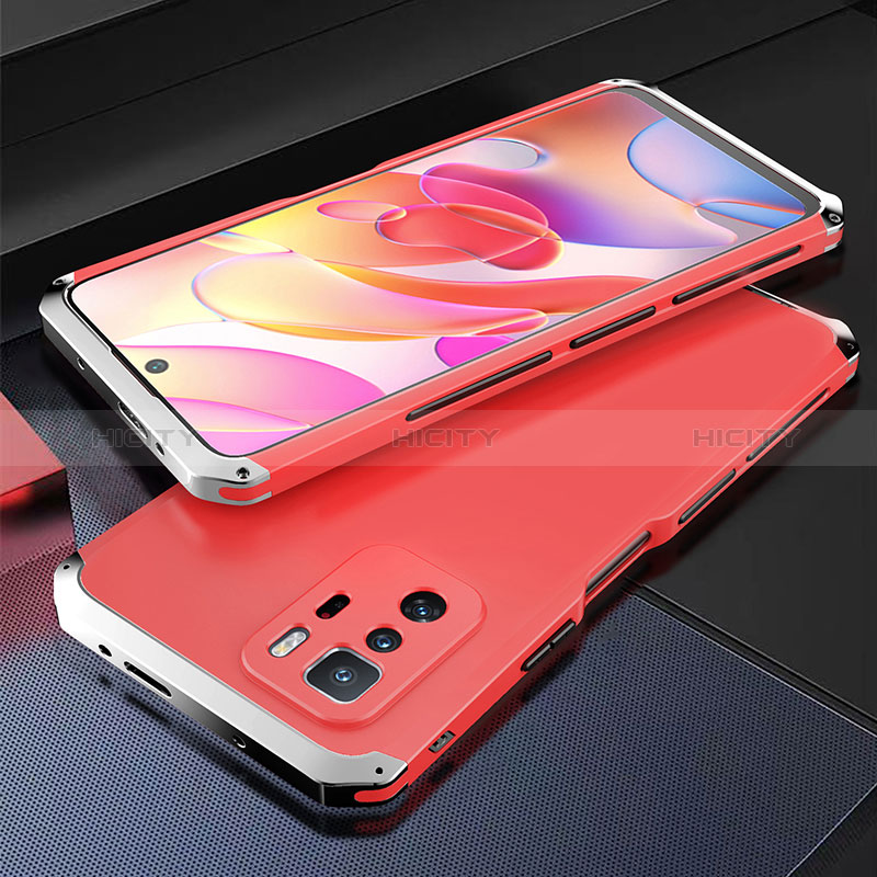 Coque Luxe Aluminum Metal Housse Etui 360 Degres pour Xiaomi Poco X3 GT 5G Argent et Rouge Plus