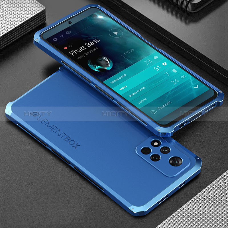 Coque Luxe Aluminum Metal Housse Etui 360 Degres pour Xiaomi Poco X4 NFC Bleu Plus