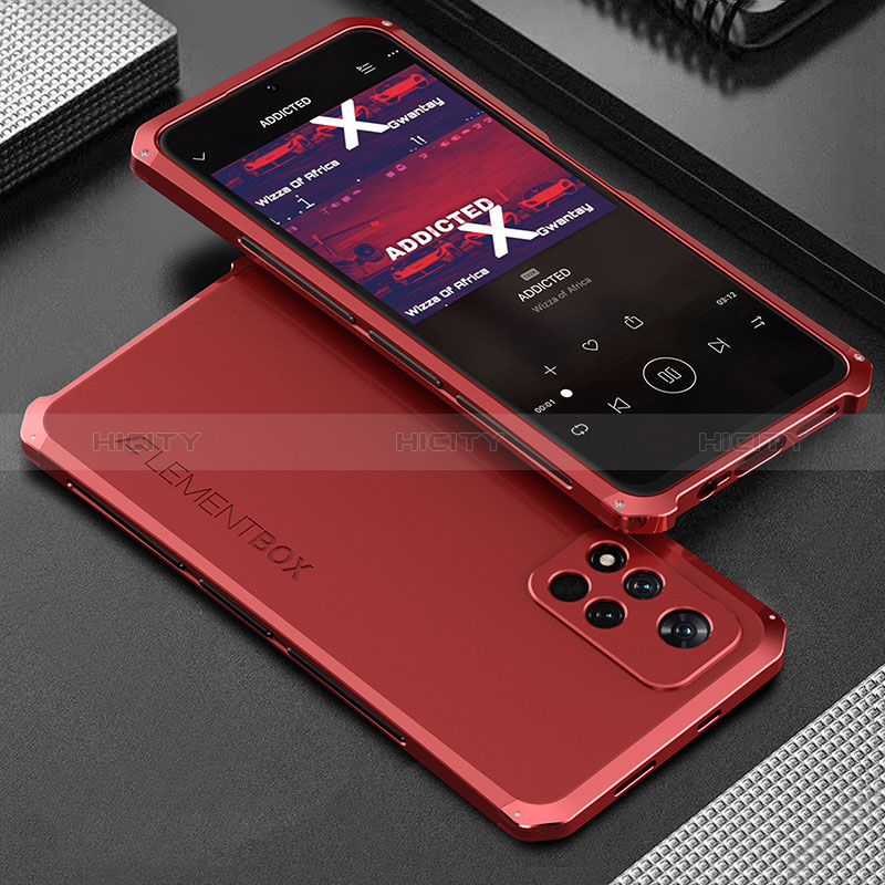 Coque Luxe Aluminum Metal Housse Etui 360 Degres pour Xiaomi Poco X4 NFC Rouge Plus