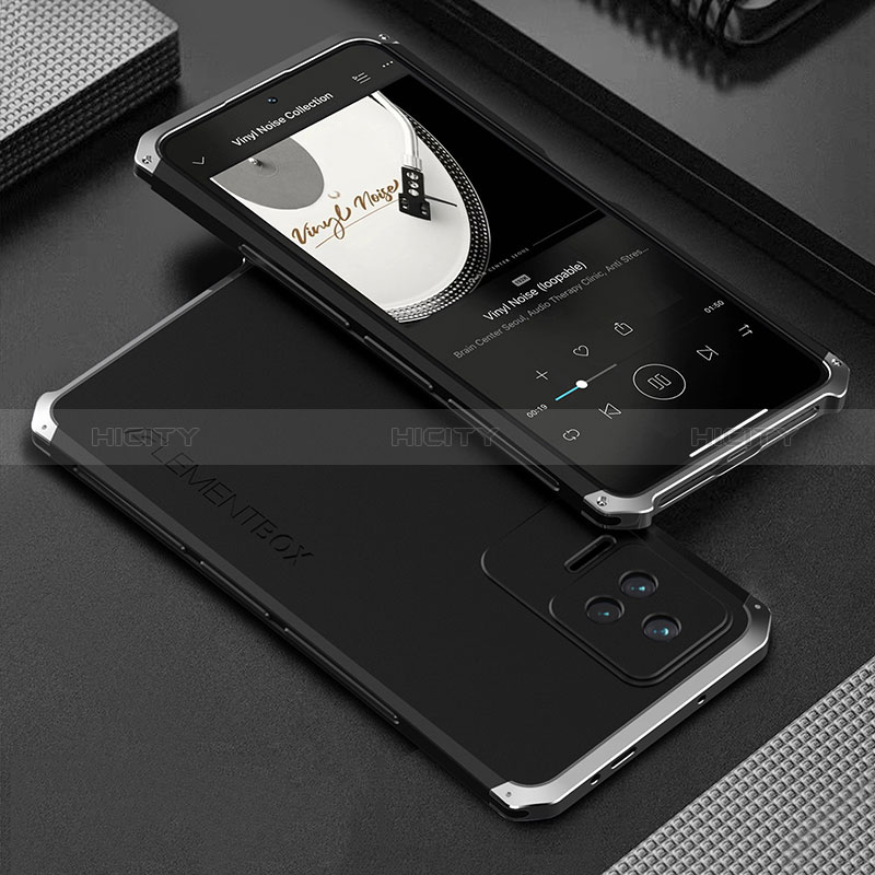 Coque Luxe Aluminum Metal Housse Etui 360 Degres pour Xiaomi Redmi K40S 5G Argent et Noir Plus