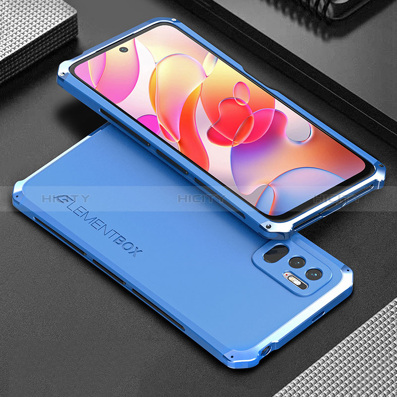 Coque Luxe Aluminum Metal Housse Etui 360 Degres pour Xiaomi Redmi Note 10 JE 5G Bleu Plus