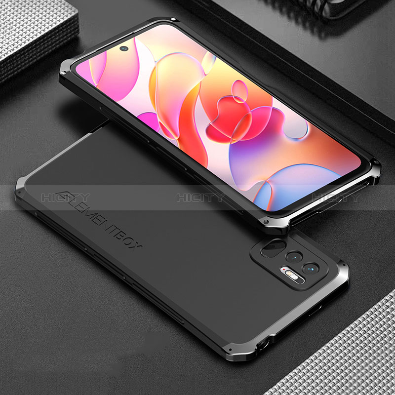 Coque Luxe Aluminum Metal Housse Etui 360 Degres pour Xiaomi Redmi Note 10 JE 5G Noir Plus