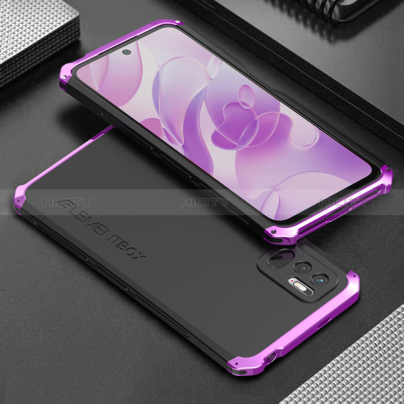 Coque Luxe Aluminum Metal Housse Etui 360 Degres pour Xiaomi Redmi Note 10 JE 5G Violet Plus