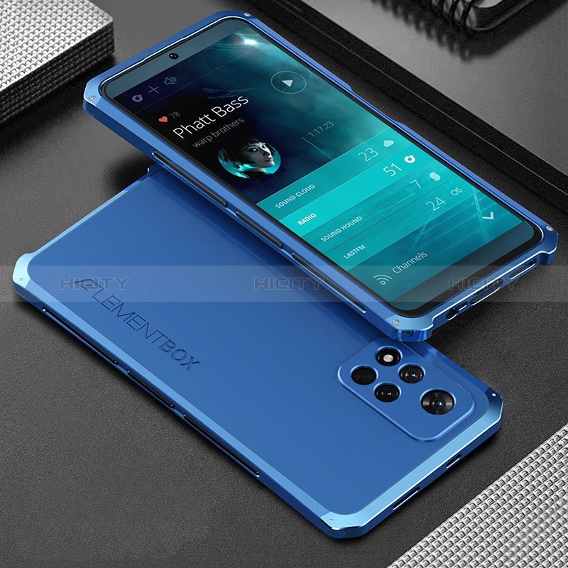 Coque Luxe Aluminum Metal Housse Etui 360 Degres pour Xiaomi Redmi Note 11 Pro+ Plus 5G Bleu Plus