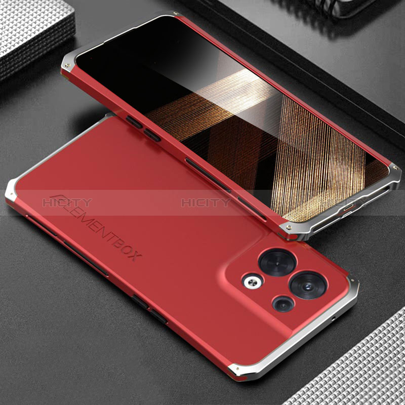 Coque Luxe Aluminum Metal Housse Etui 360 Degres pour Xiaomi Redmi Note 13 5G Argent et Rouge Plus