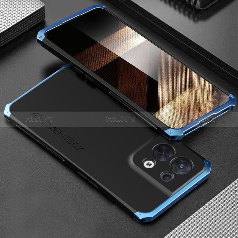 Coque Luxe Aluminum Metal Housse Etui 360 Degres pour Xiaomi Redmi Note 13 Pro 5G Bleu et Noir Plus