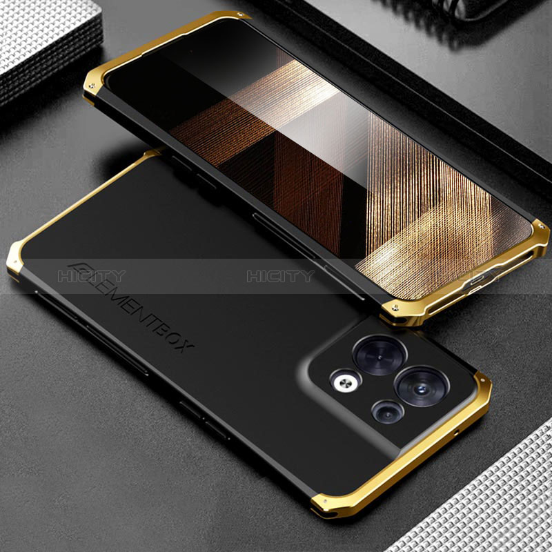 Coque Luxe Aluminum Metal Housse Etui 360 Degres pour Xiaomi Redmi Note 13 Pro 5G Or et Noir Plus