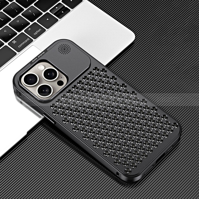 Coque Luxe Aluminum Metal Housse Etui 360 Degres QC3 pour Apple iPhone 14 Pro Noir Plus