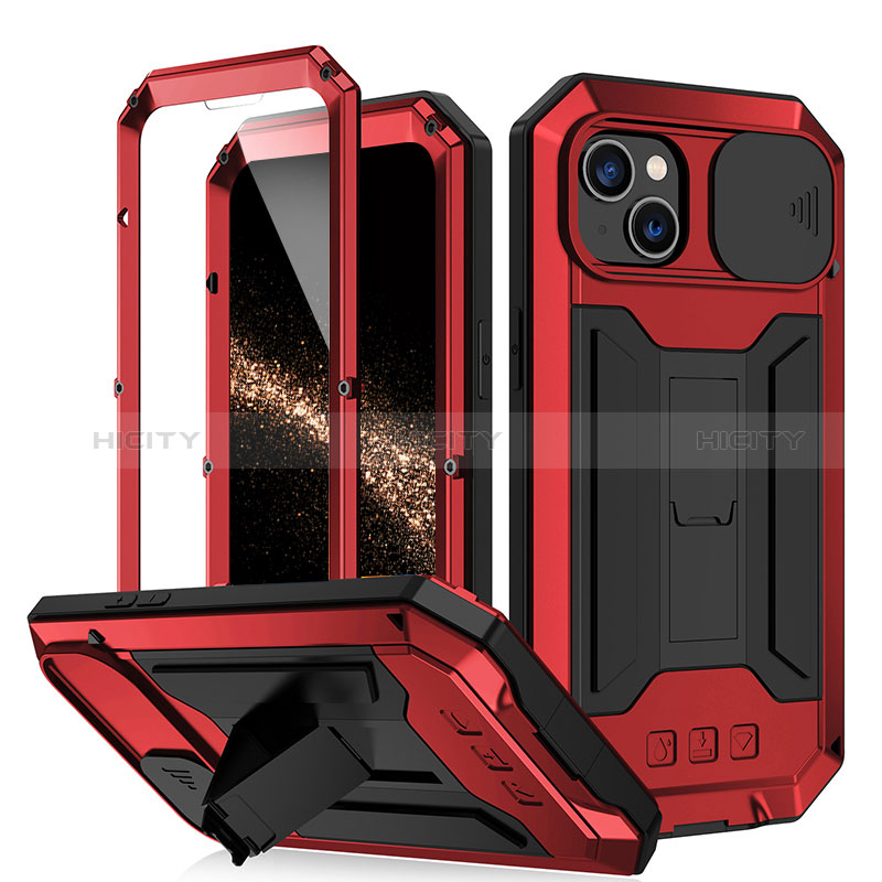 Coque Luxe Aluminum Metal Housse Etui 360 Degres RJ2 pour Apple iPhone 15 Plus Rouge Plus