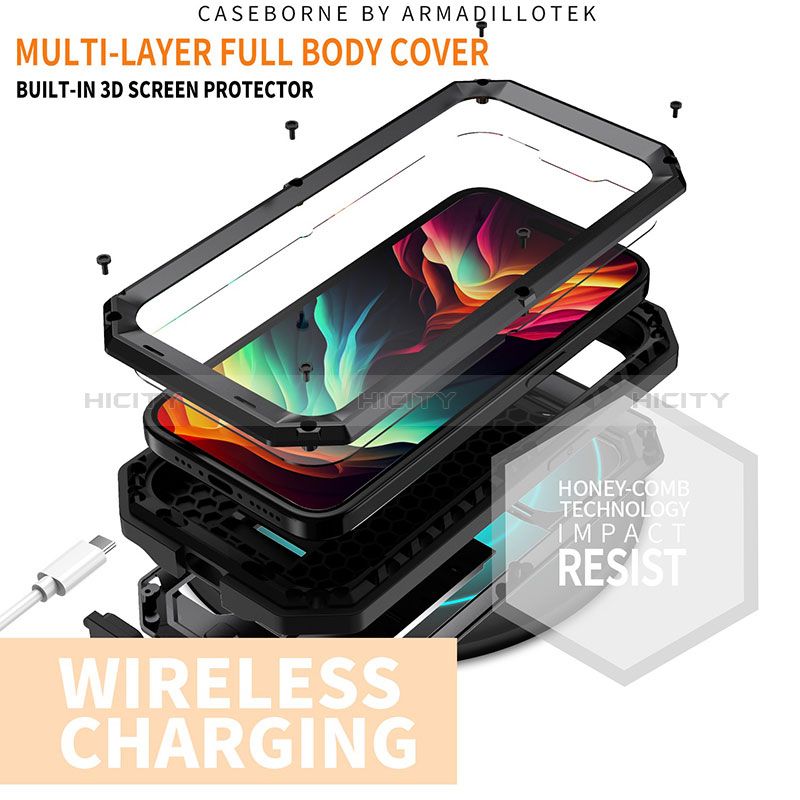 Coque Luxe Aluminum Metal Housse Etui 360 Degres RJ3 pour Apple iPhone 15 Pro Plus