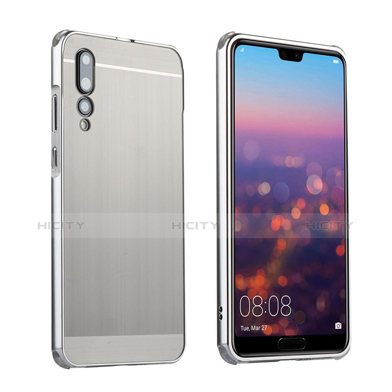 Coque Luxe Aluminum Metal Housse Etui A01 pour Huawei P20 Pro Argent Plus