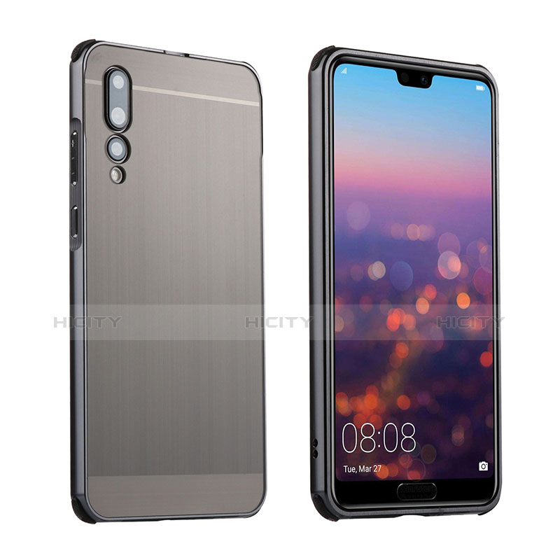 Coque Luxe Aluminum Metal Housse Etui A01 pour Huawei P20 Pro Gris Plus