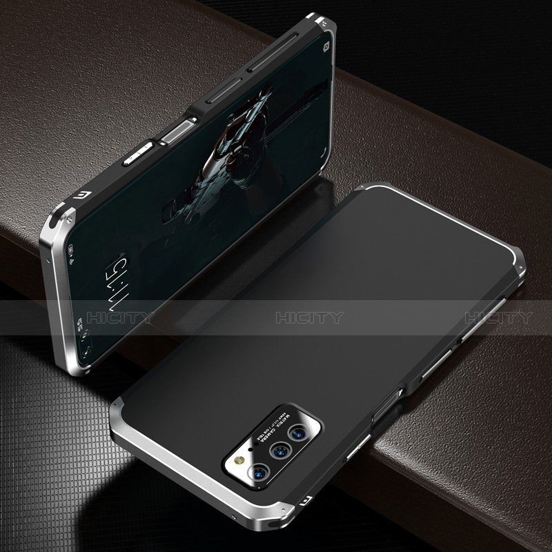 Coque Luxe Aluminum Metal Housse Etui M01 pour Huawei Honor V30 5G Argent et Noir Plus