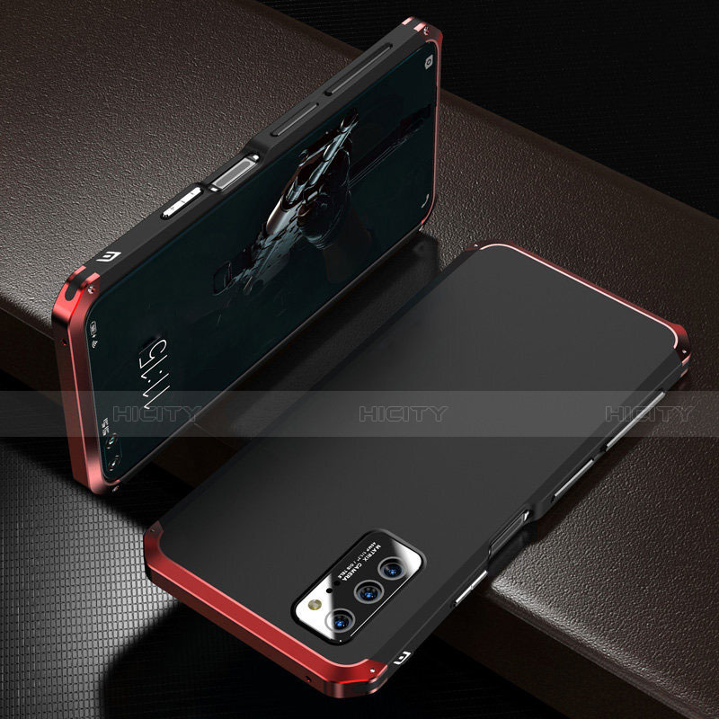 Coque Luxe Aluminum Metal Housse Etui M01 pour Huawei Honor V30 5G Rouge et Noir Plus