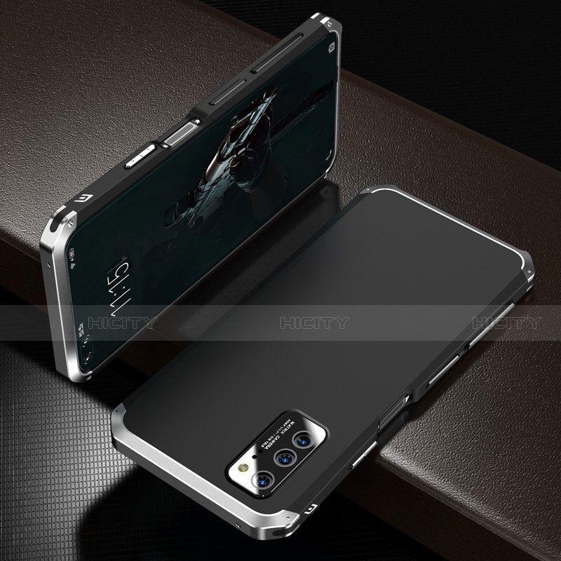 Coque Luxe Aluminum Metal Housse Etui M01 pour Huawei Honor V30 Pro 5G Argent et Noir Plus
