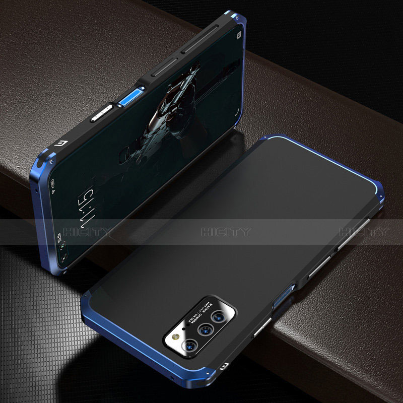 Coque Luxe Aluminum Metal Housse Etui M01 pour Huawei Honor V30 Pro 5G Bleu et Noir Plus