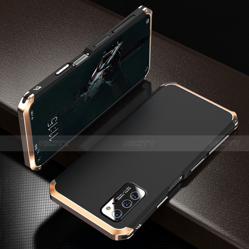 Coque Luxe Aluminum Metal Housse Etui M01 pour Huawei Honor V30 Pro 5G Or et Noir Plus