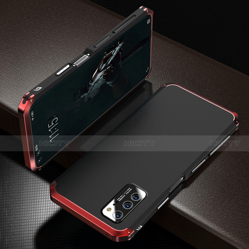 Coque Luxe Aluminum Metal Housse Etui M01 pour Huawei Honor V30 Pro 5G Rouge et Noir Plus