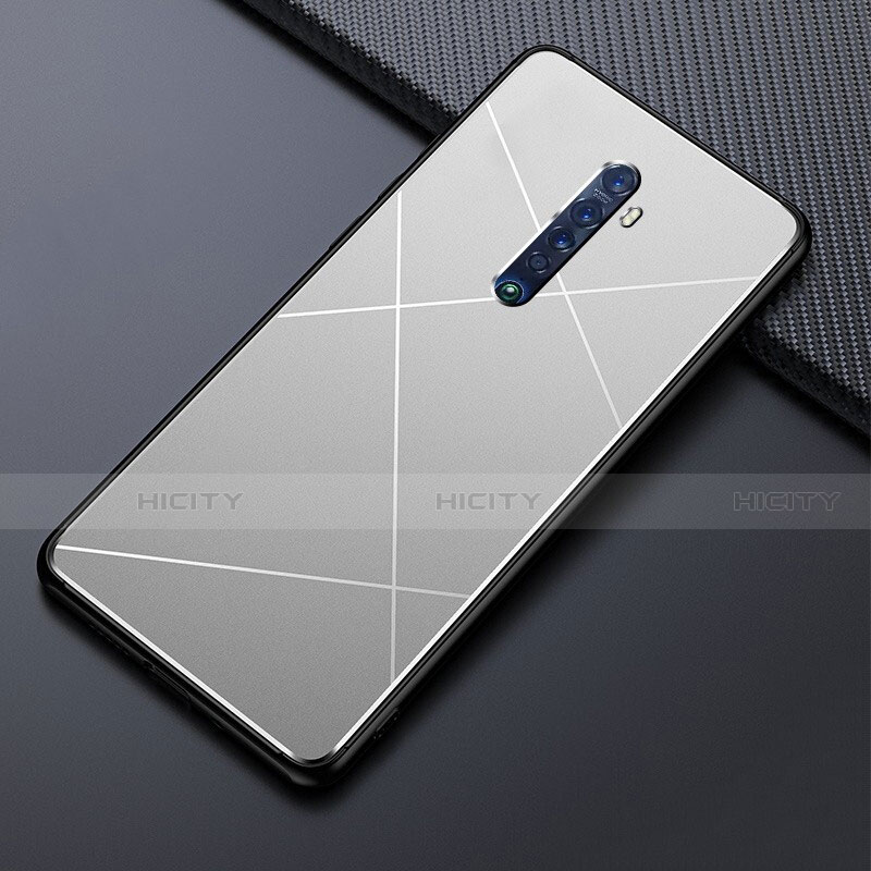 Coque Luxe Aluminum Metal Housse Etui M02 pour Oppo Reno2 Argent Plus