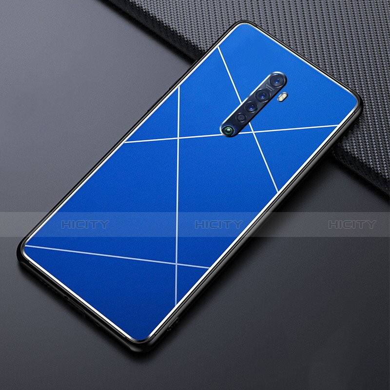 Coque Luxe Aluminum Metal Housse Etui M02 pour Oppo Reno2 Bleu Plus